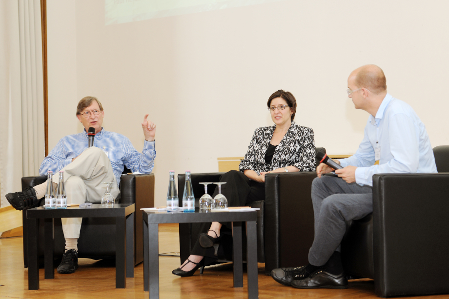 Hal Varian (Google), Susan Athey (Stanford University) and Moderator of the third Panel Session about “Data-Driven Innovation” Paul Heidhues (ESMT)